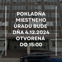 Skrátenie stránkových hodín Pokladne Miestneho úradu