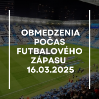 Dopravné obmedzenia počas futbalového zápasu v nedeľu 16. marca 2025