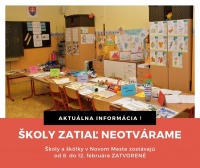 Školy a škôlky v Novom Meste zostávajú od 8. do 12. februára zatvorené!