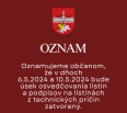 Miestny úrad Bratislava-Nové Mesto oznamuje občanom, že v dňoch 6.5.2024 a 10.5.2024 bude úsek osvedčovania listín a podpisov na listinách z technických príčin zatvore…