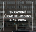 Vážené obyvateľky, vážení obyvatelia,

úradné hodiny na Miestnom úrade Bratislava-Nové Mesto sú v stredu 4. decembra 2024 skrátené do 15:00 hod. 

V podateľni ostá…